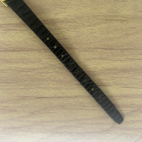 Timex Gold Oval Women’s Watch – Black Dial & Textured Leather Band - Picture 3 of 6